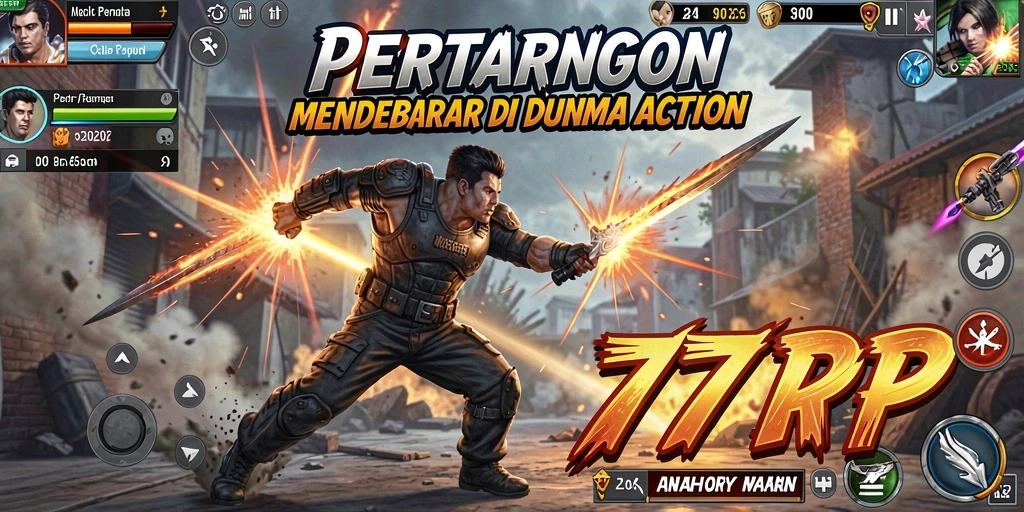 Screenshot gameplay 77RP menampilkan aksi pertarungan yang intens.
