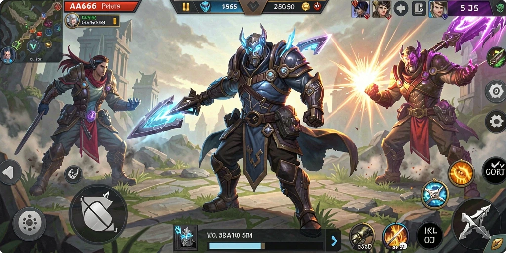 Tampilan menakjubkan dari pertarungan dalam game MOBA.