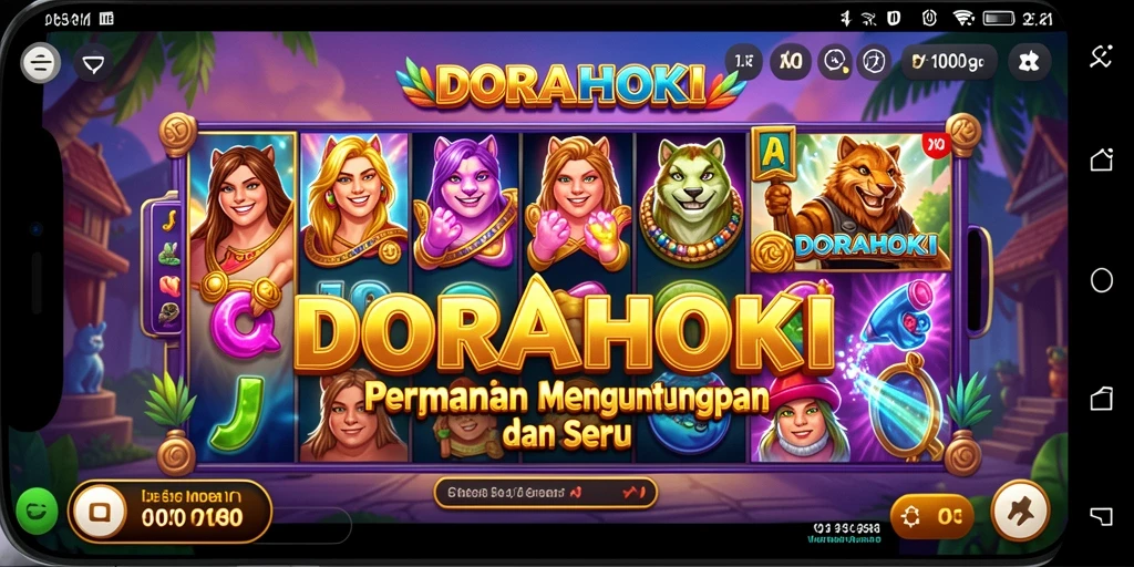 Tampilan utama gameplay DORAHOKI yang menawan dengan gulungan berputar.