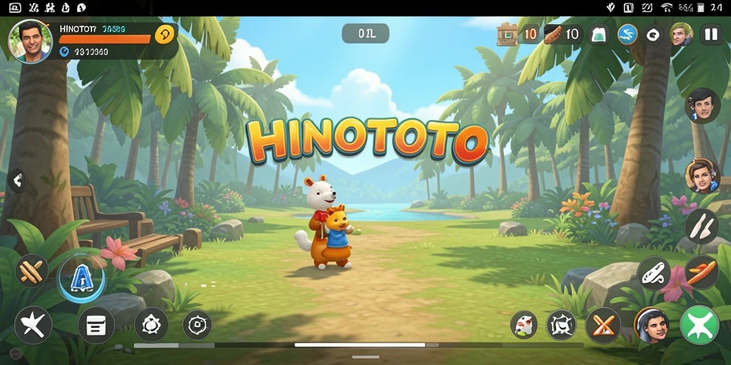 Screenshot utama HINOTOTO menampilkan gameplay yang ceria dan interaktif.