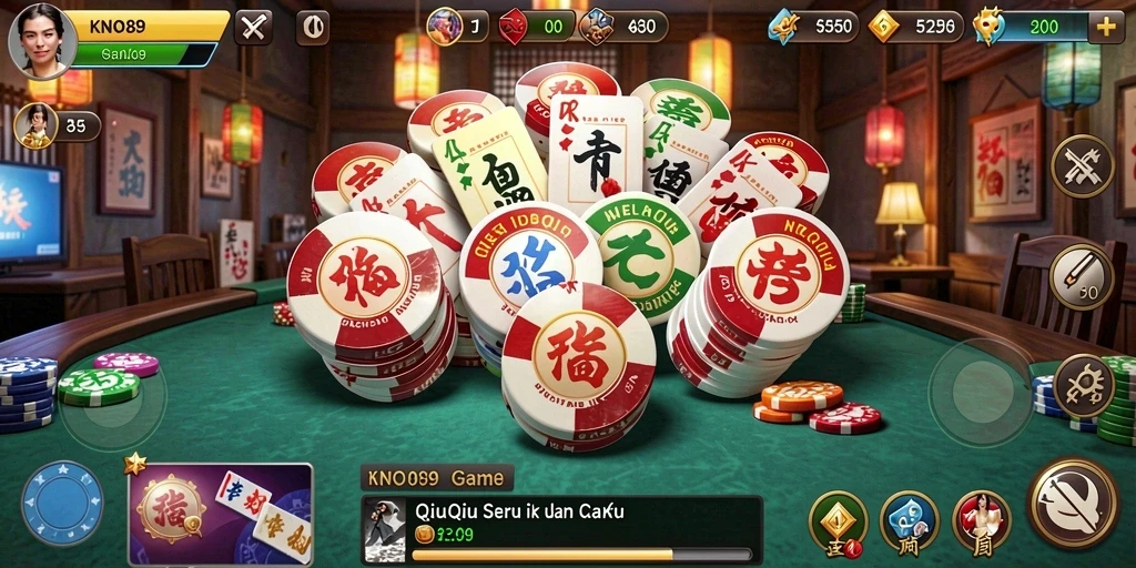 Screenshot gameplay KNO89 menampilkan suasana QiuQiu yang seru.