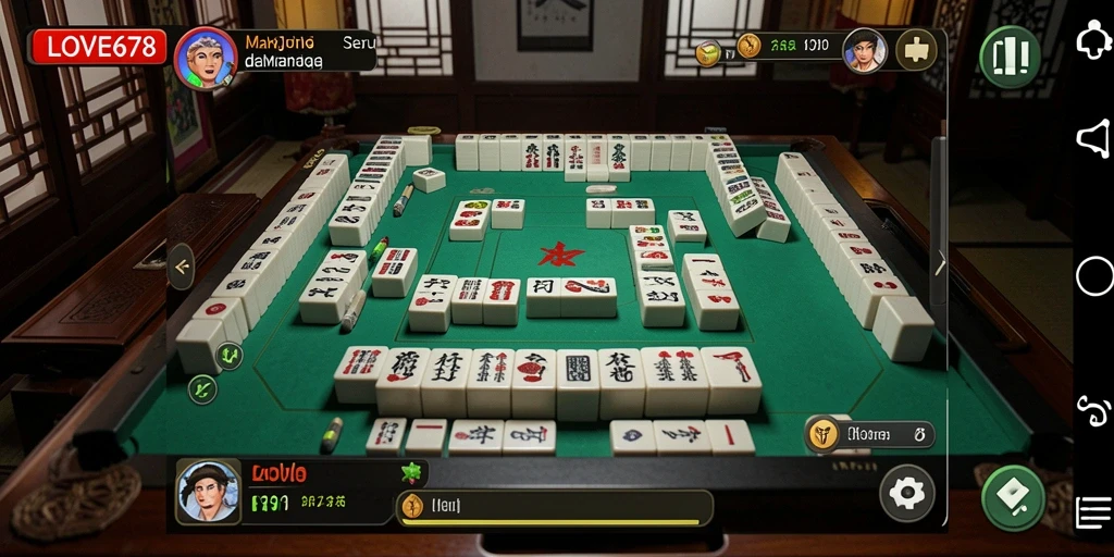 Tampilan gameplay Mahjong LOVE678 yang seru dan menantang.