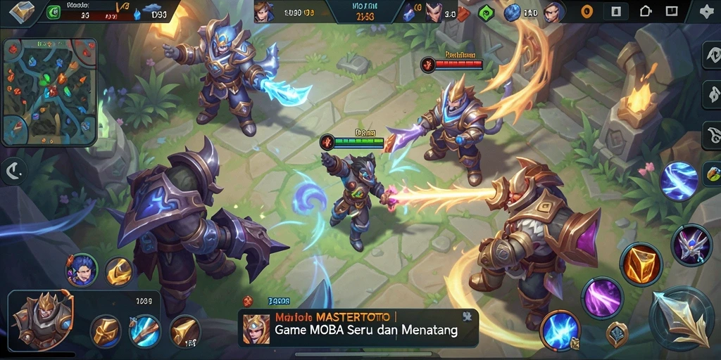 Tangkapan layar gameplay MOBA MASTERTOTO yang mendebarkan.