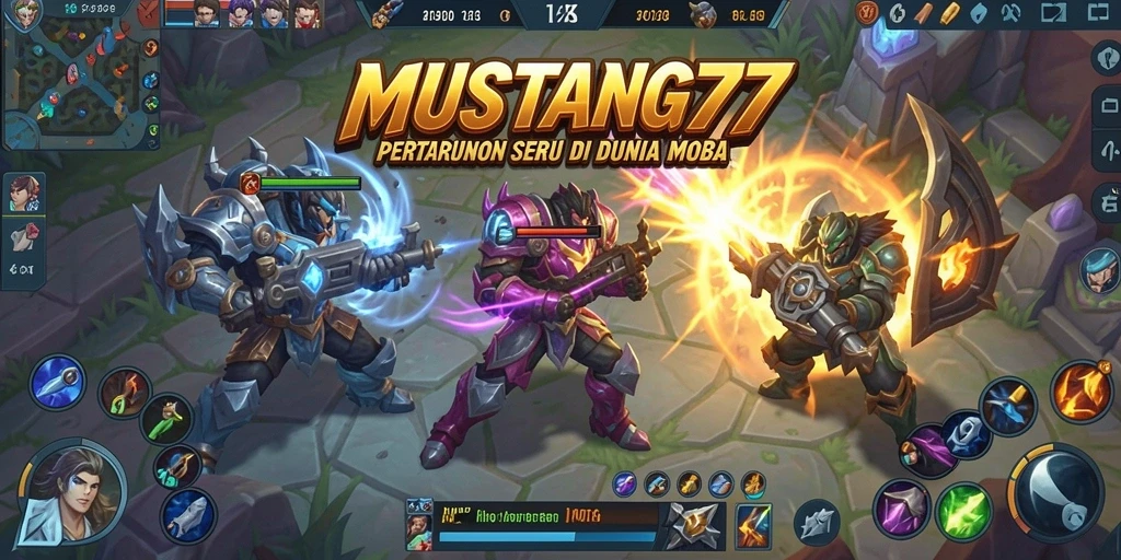 Tampilan gameplay MOBA yang seru dan mendebarkan.