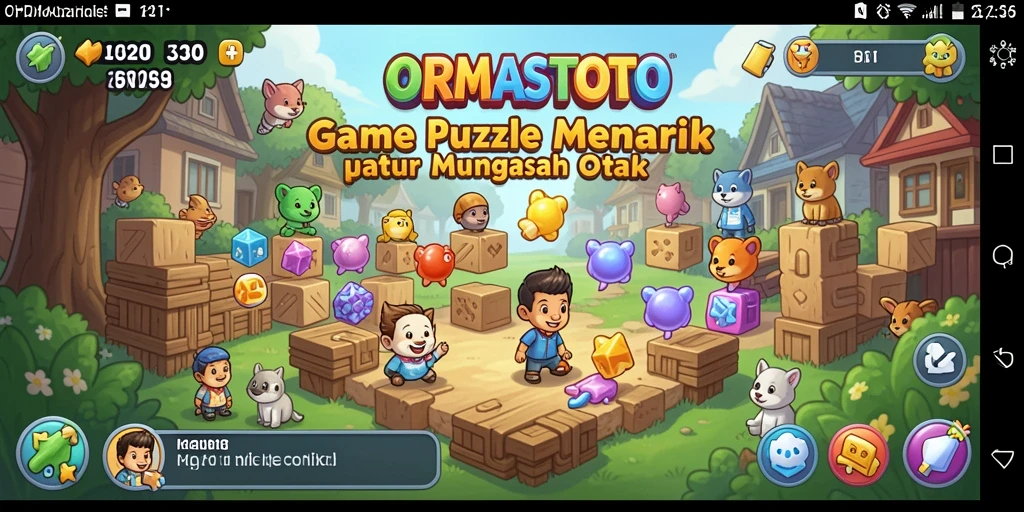 Tampilan gameplay puzzle ORMASTOTO yang menarik dan menantang.