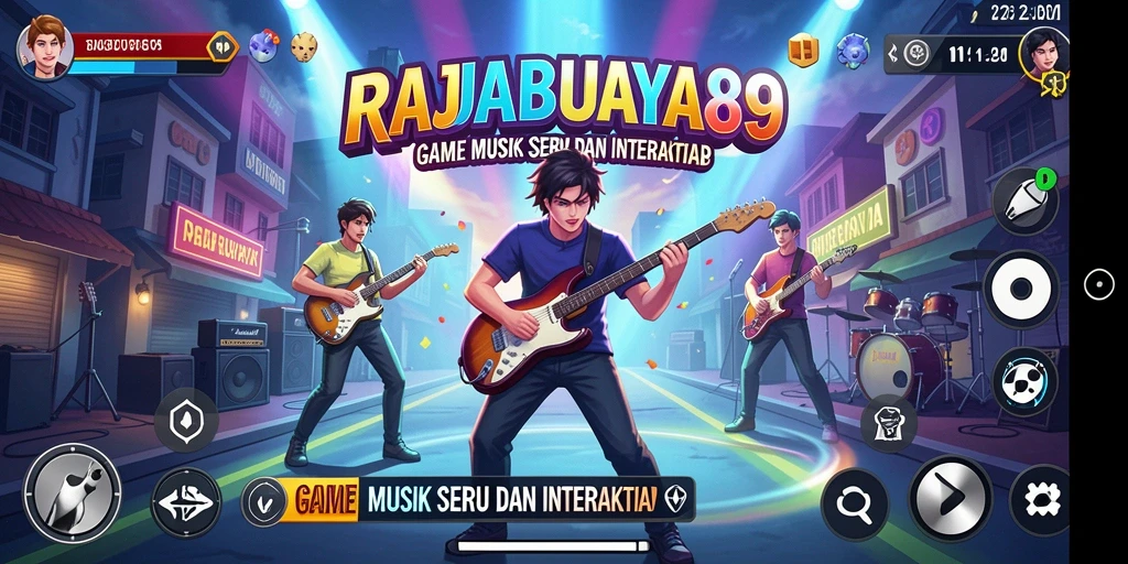 Tampilan seru gameplay RAJABUAYA89 dengan interaksi musik.
