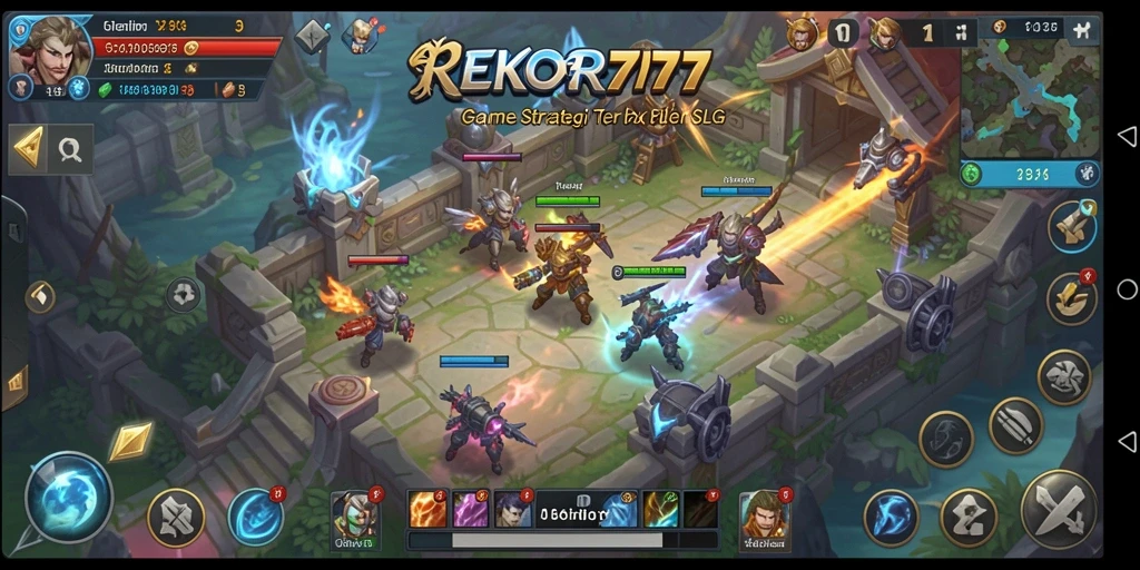 Tampilan gameplay <strong>REKOR777</strong> dengan pertempuran strategis yang seru.