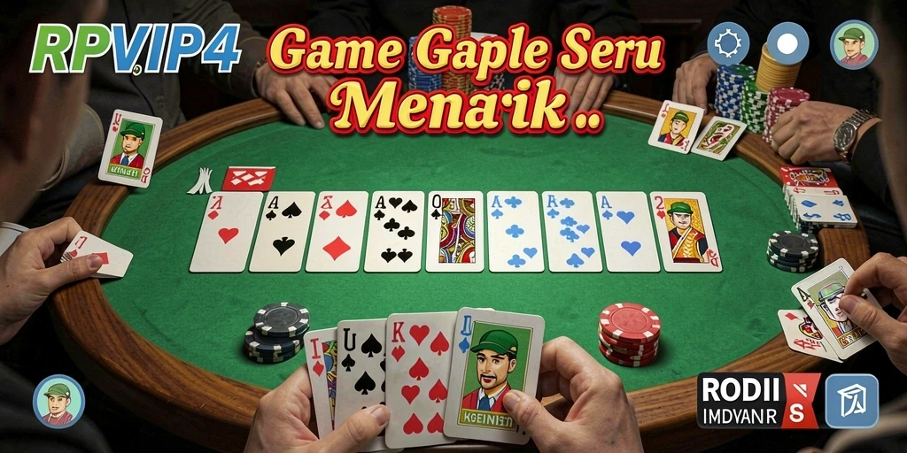 Screenshot utama RPVIP4 menampilkan gameplay Gaple yang seru dan interaktif.