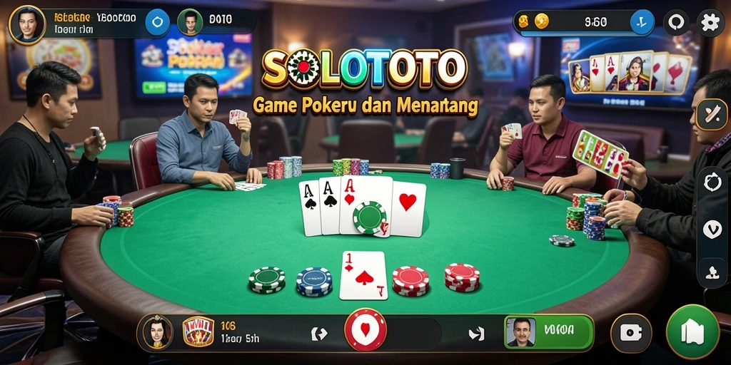 Screenshot gameplay Poker di SOLOTOTO yang menegangkan.