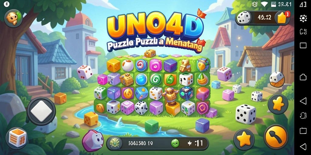 Tangkapan layar menunjukkan gameplay mendebarkan dari UNO4D puzzle.