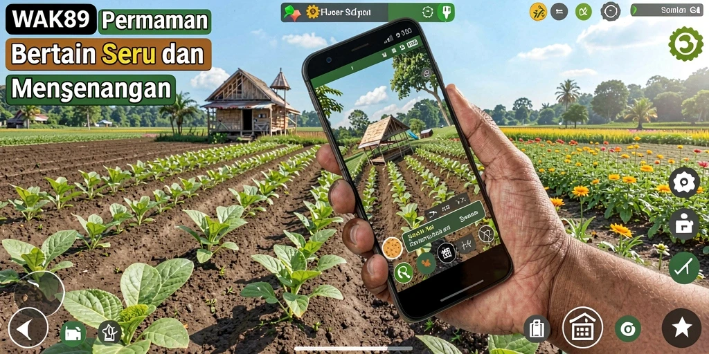 Tampilan gameplay WAK89 dengan suasana pertanian yang indah.